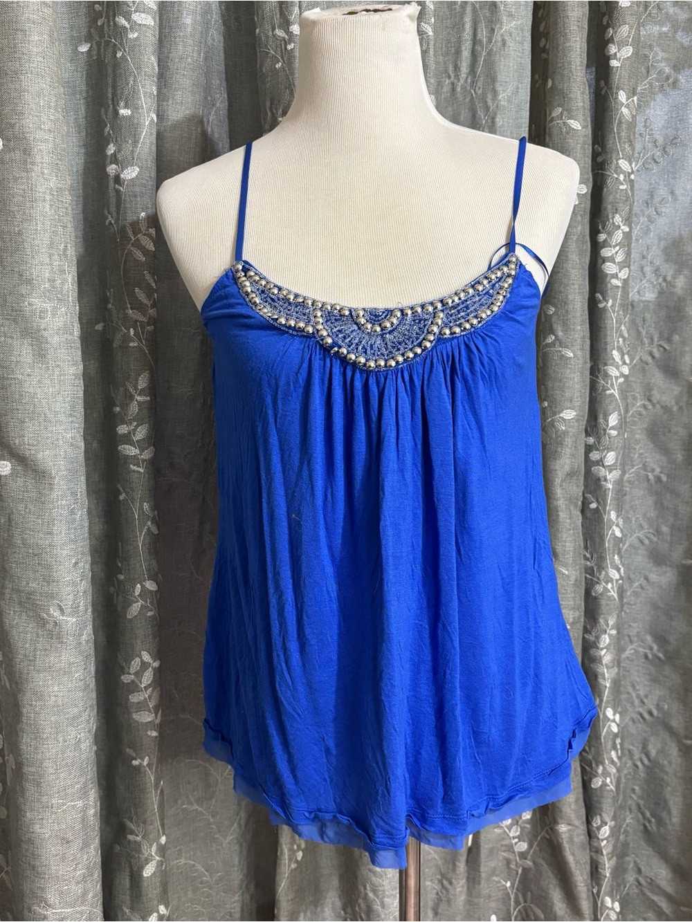 Candie's Royal Blue Beaded Spaghetti-Strap Tank